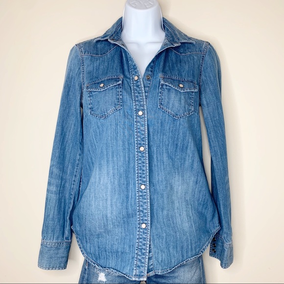 J. Crew Button Up Denim Shirt Size XXS - Picture 3 of 12